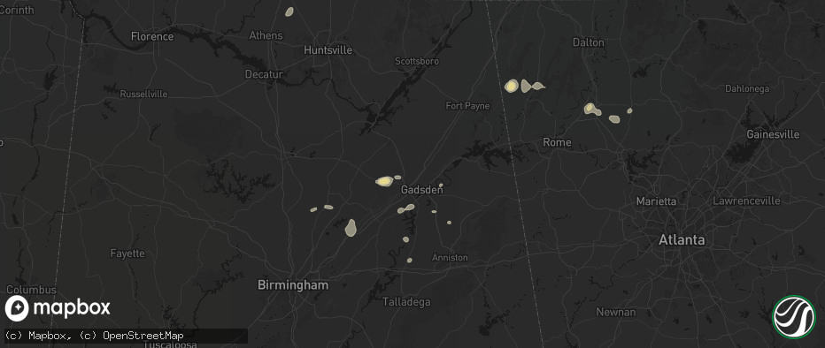 Hail map in Attalla, AL on July 5, 2026