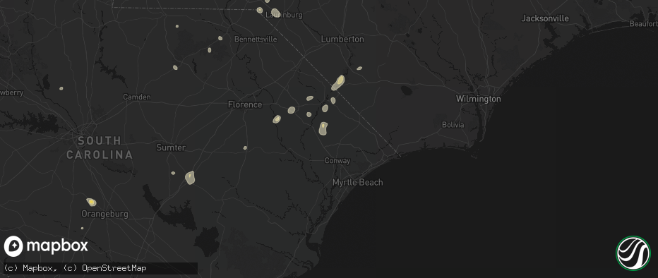 Hail map in Aynor, SC on July 5, 2026