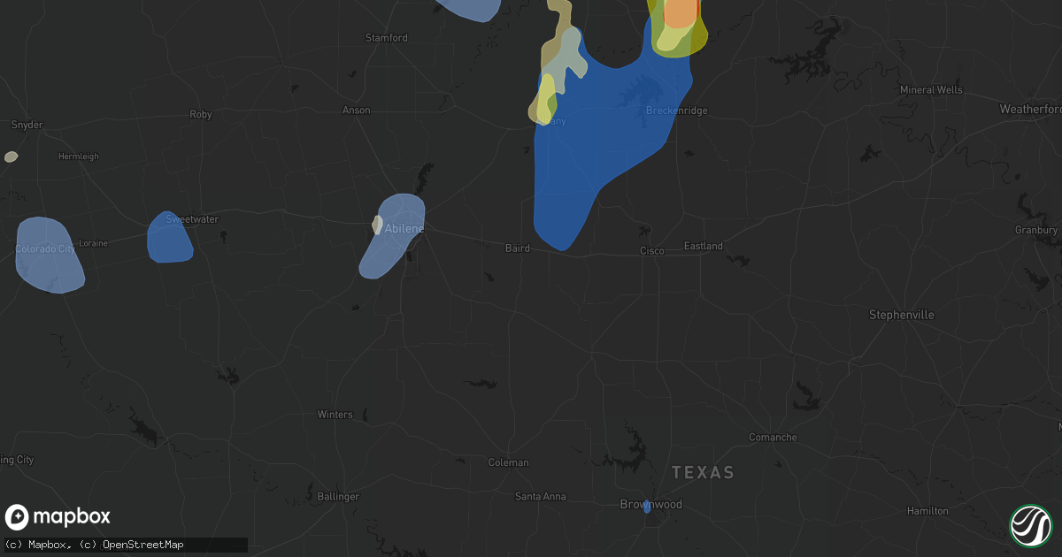 Hail map in Baird, TX on July 5, 2026