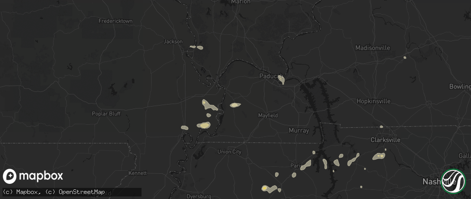Hail map in Bardwell, KY on July 5, 2026