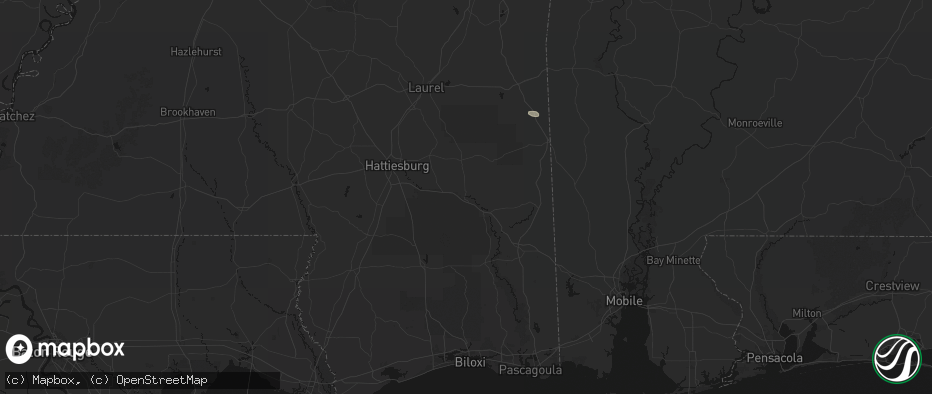 Hail map in Beaumont, MS on July 5, 2026