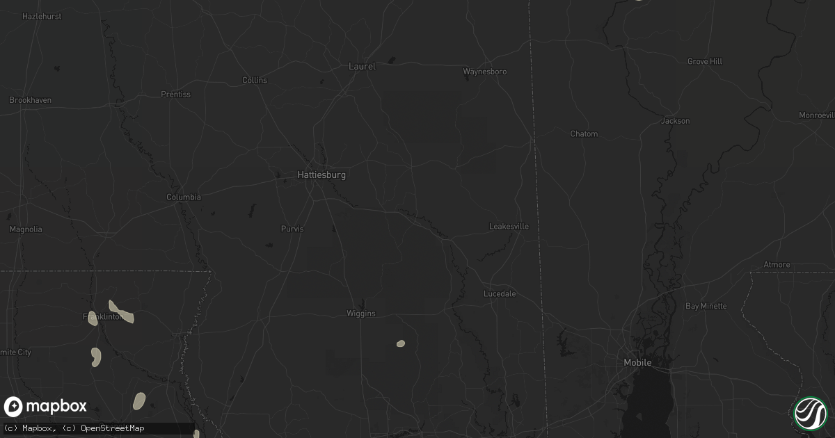 Hail map in Beaumont, MS on July 5, 2026
