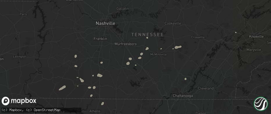 Hail map in Beechgrove, TN on July 5, 2026