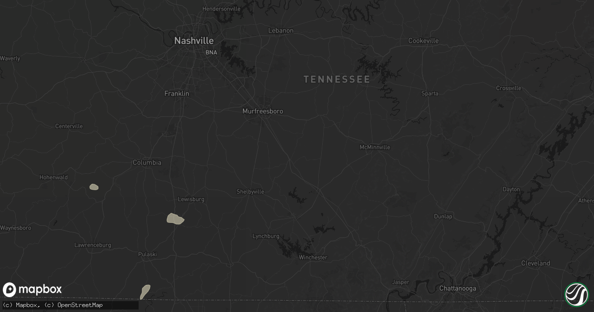 Hail map in Beechgrove, TN on July 5, 2026