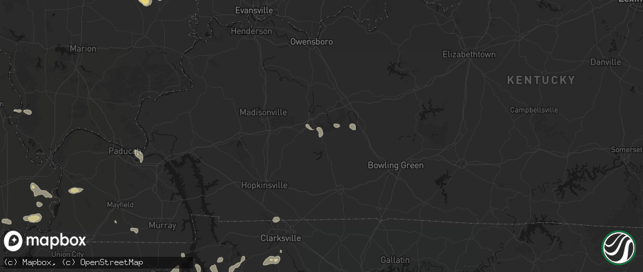 Hail map in Beechmont, KY on July 5, 2026