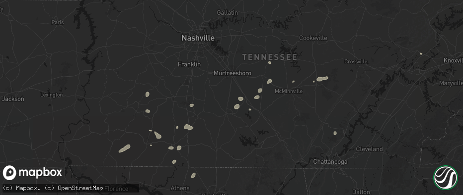 Hail map in Bell Buckle, TN on July 5, 2026