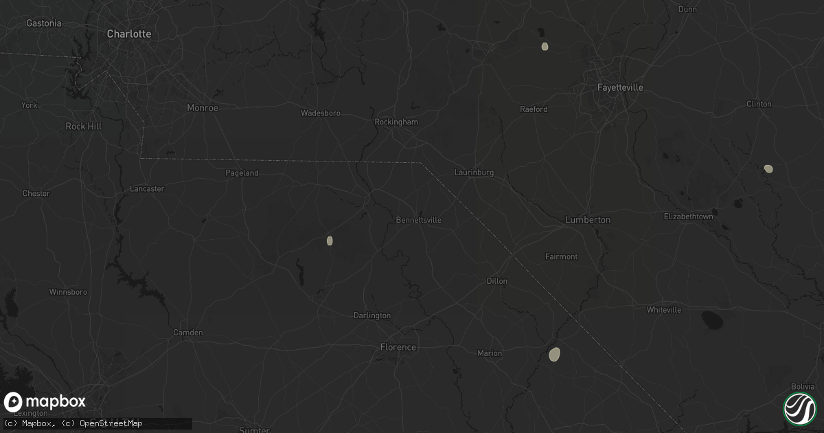 Hail map in Bennettsville, SC on July 5, 2026