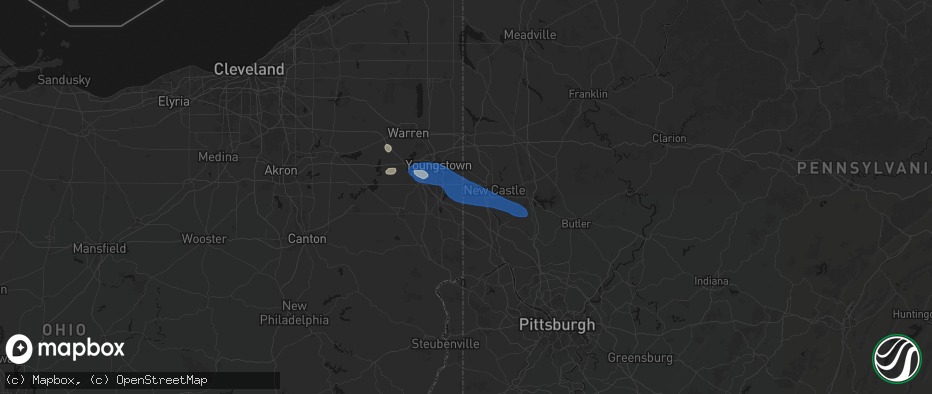 Hail map in Bessemer, PA on July 5, 2026