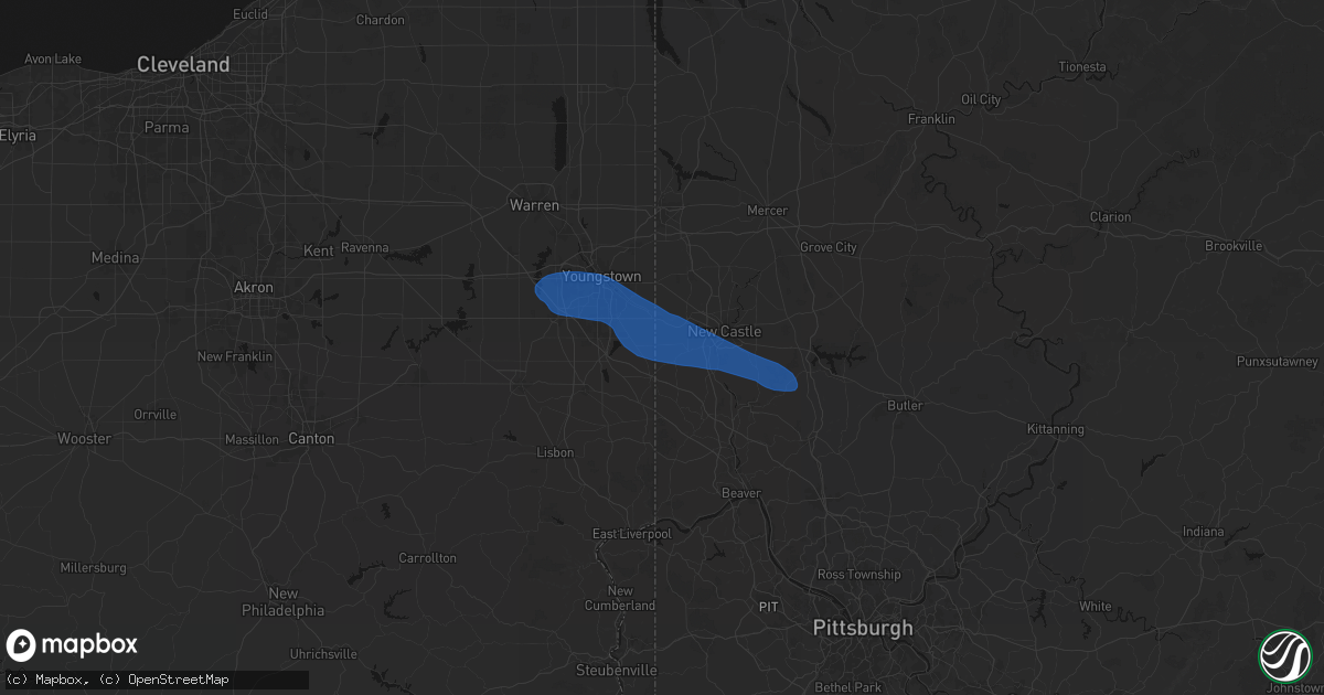 Hail map in Bessemer, PA on July 5, 2026