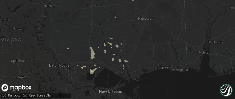 Hail map in Bogalusa, LA on July 5, 2026