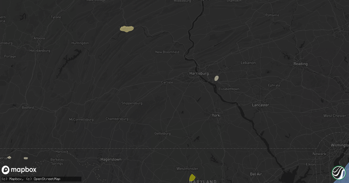 Hail map in Boiling Springs, PA on July 5, 2026