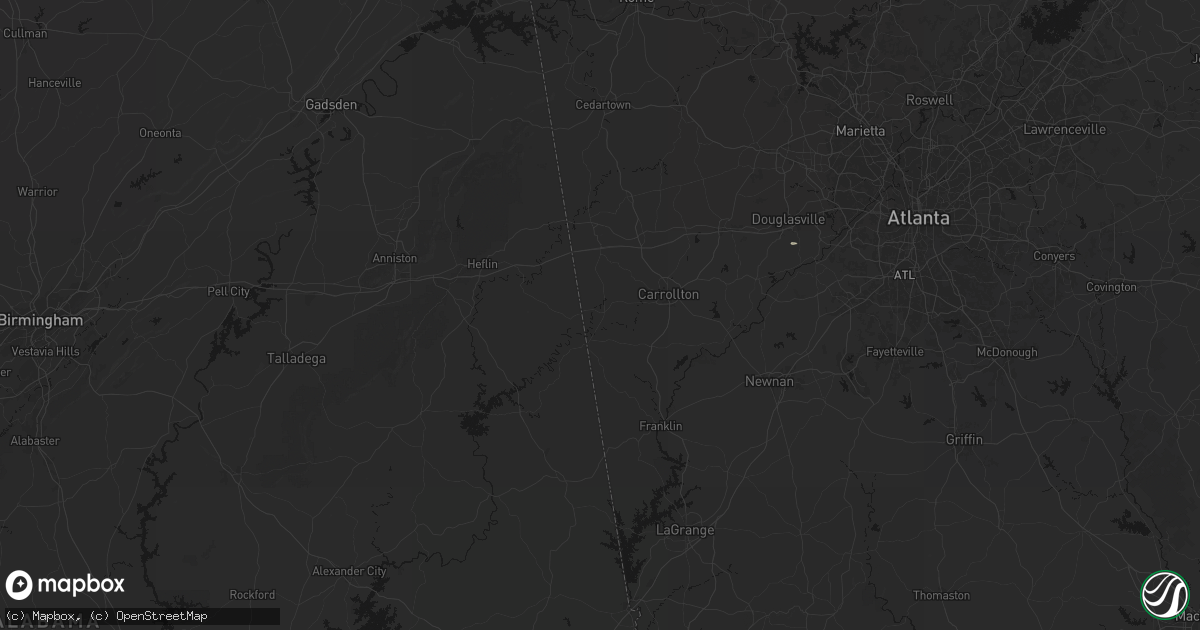 Hail map in Bowdon, GA on July 5, 2026