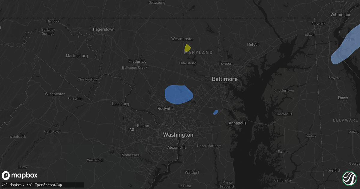 Hail map in Brinklow, MD on July 5, 2026