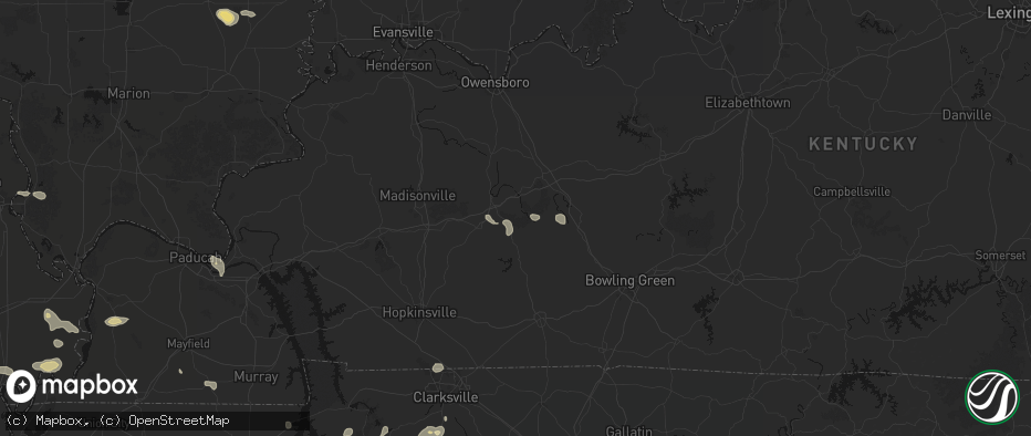Hail map in Browder, KY on July 5, 2026