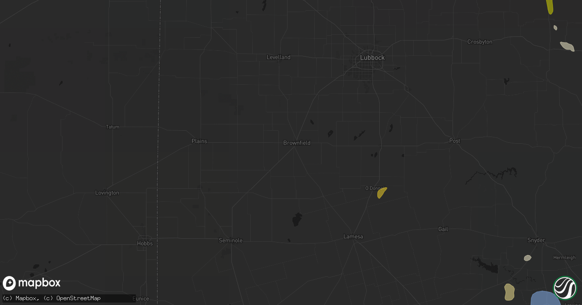 Hail map in Brownfield, TX on July 5, 2026