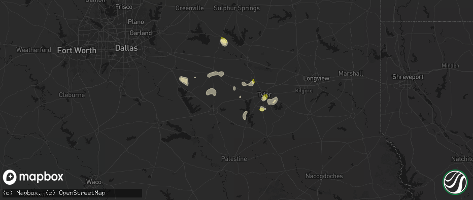 Hail map in Brownsboro, TX on July 5, 2026