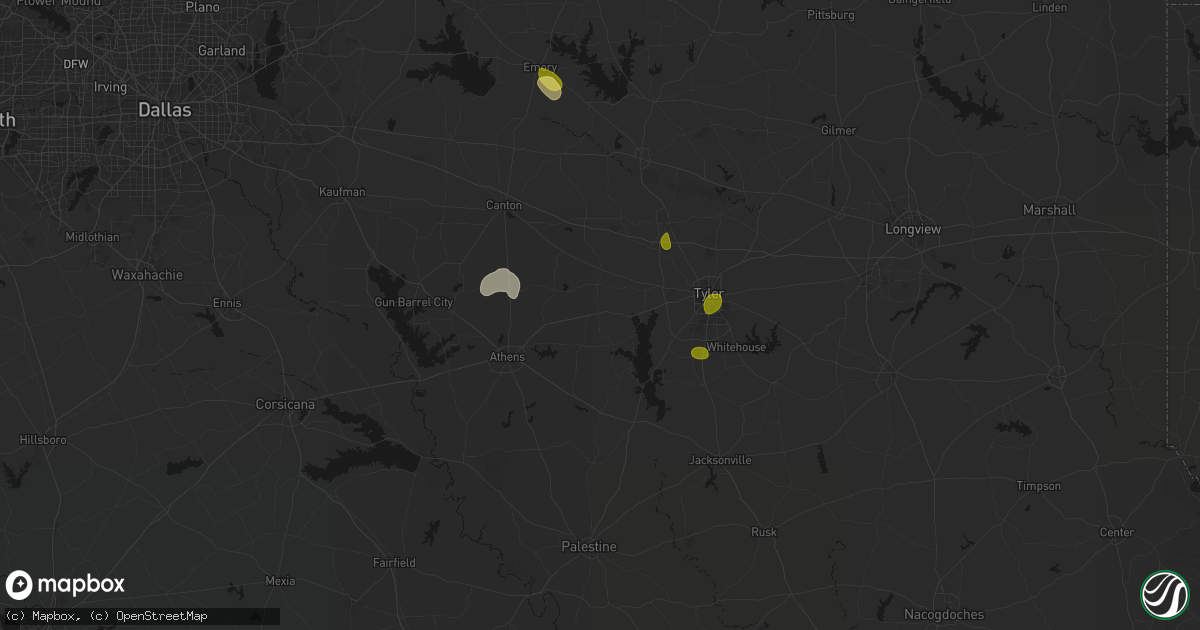 Hail map in Brownsboro, TX on July 5, 2026