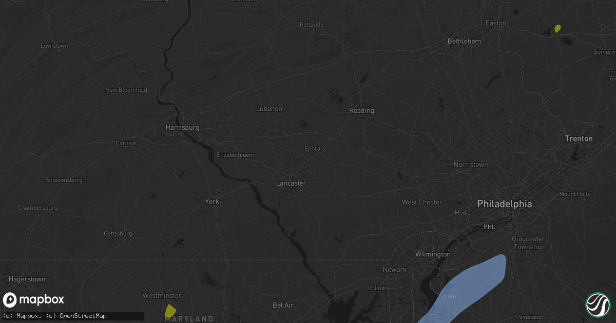 Hail map in Brownstown, PA on July 5, 2026
