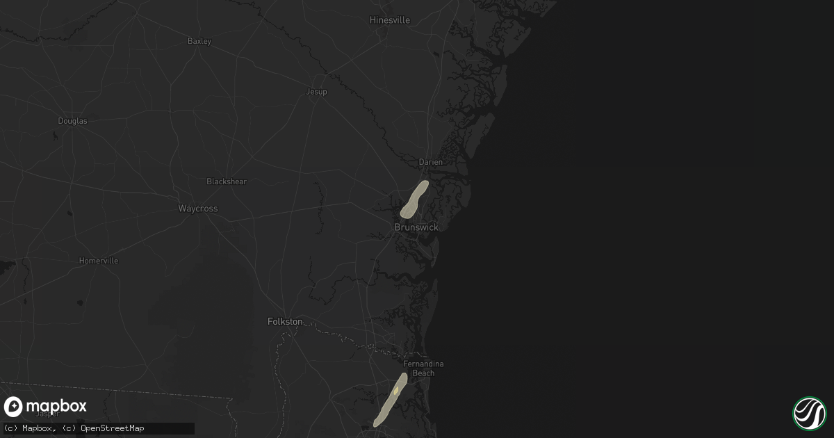 Hail map in Brunswick, GA on July 5, 2026