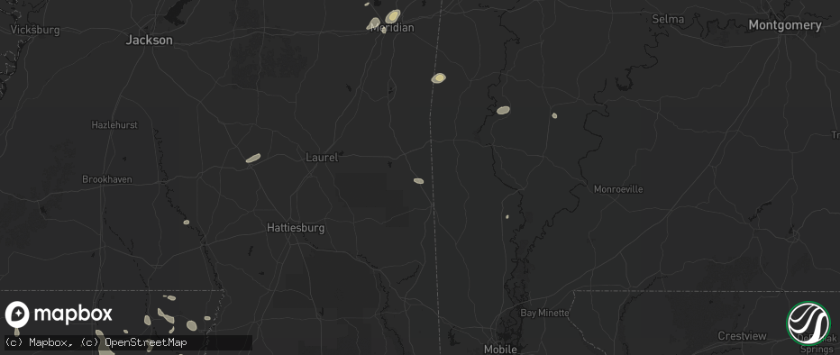 Hail map in Buckatunna, MS on July 5, 2026