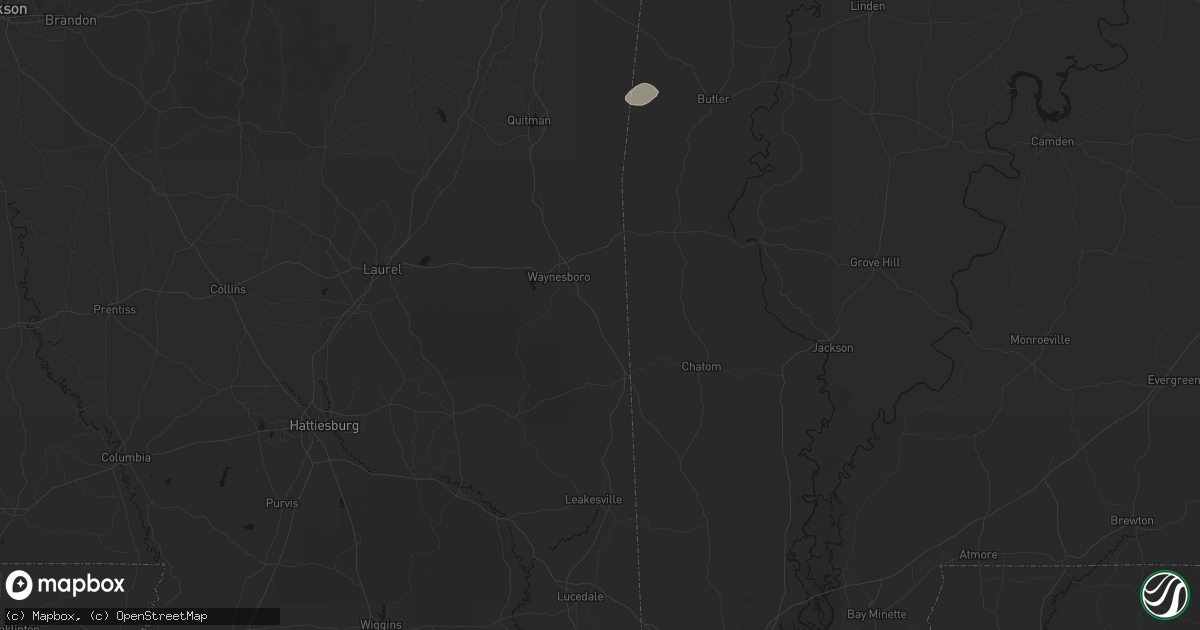 Hail map in Buckatunna, MS on July 5, 2026