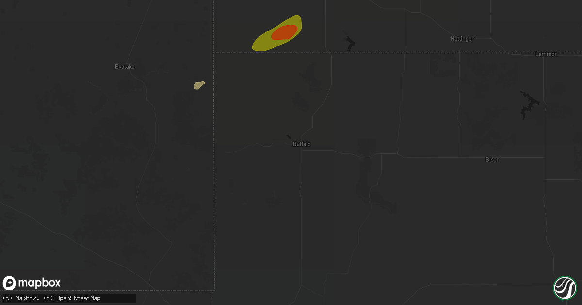 Hail map in Buffalo, SD on July 5, 2026