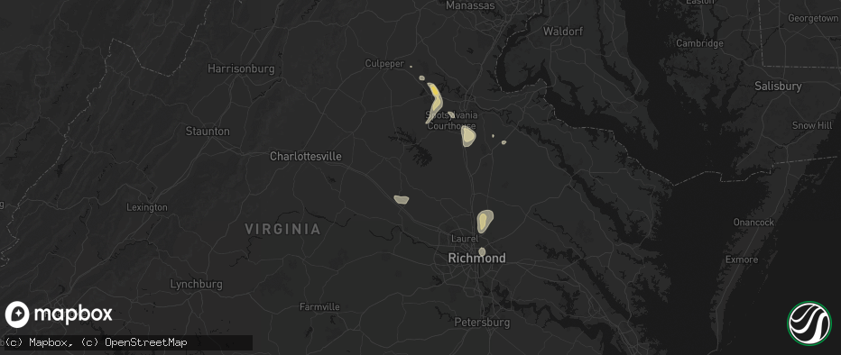 Hail map in Bumpass, VA on July 5, 2026