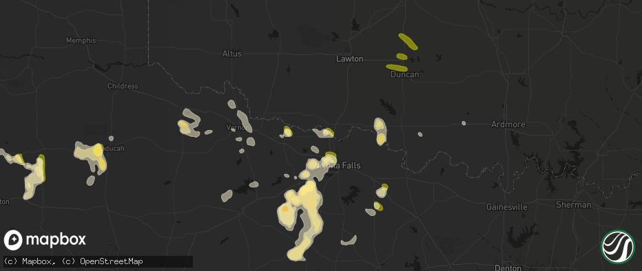 Hail map in Burkburnett, TX on July 5, 2026