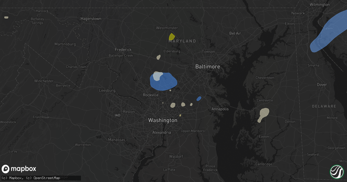 Hail map in Burtonsville, MD on July 5, 2026