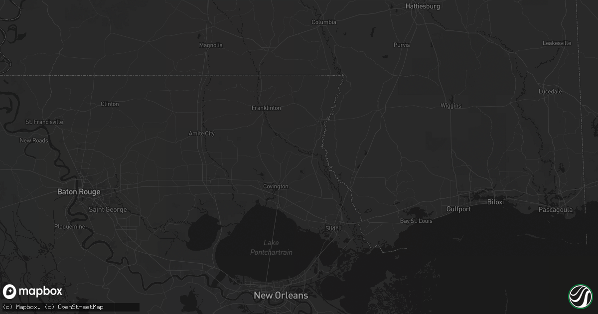 Hail map in Bush, LA on July 5, 2026