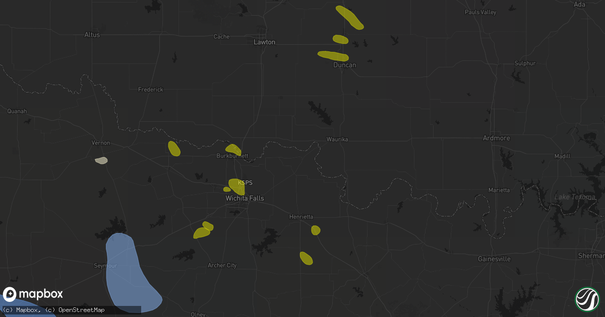 Hail map in Byers, TX on July 5, 2026