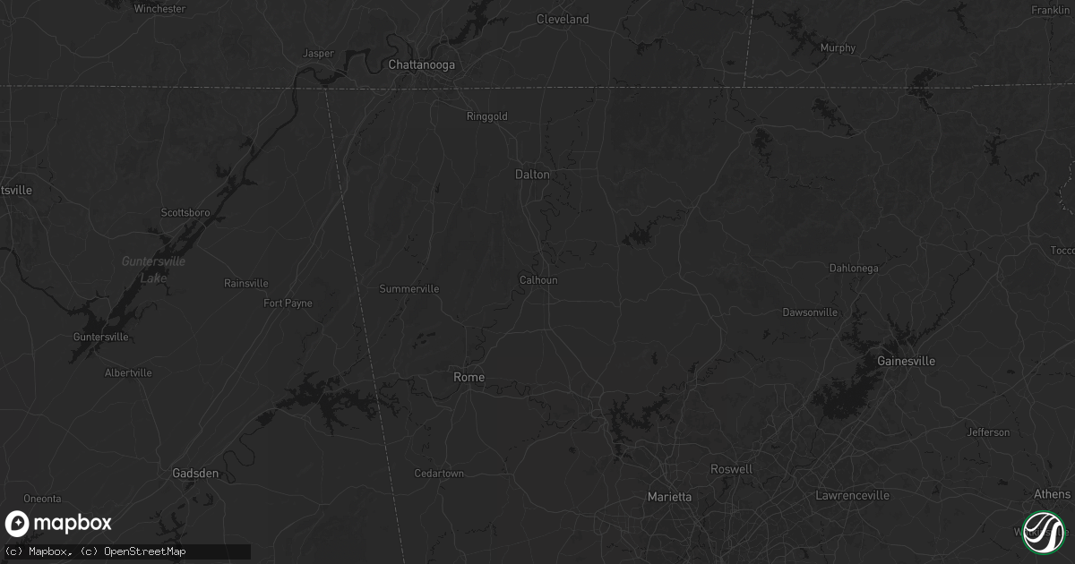 Hail map in Calhoun, GA on July 5, 2026
