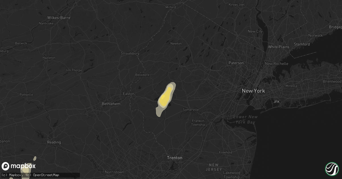 Hail map in Califon, NJ on July 5, 2026