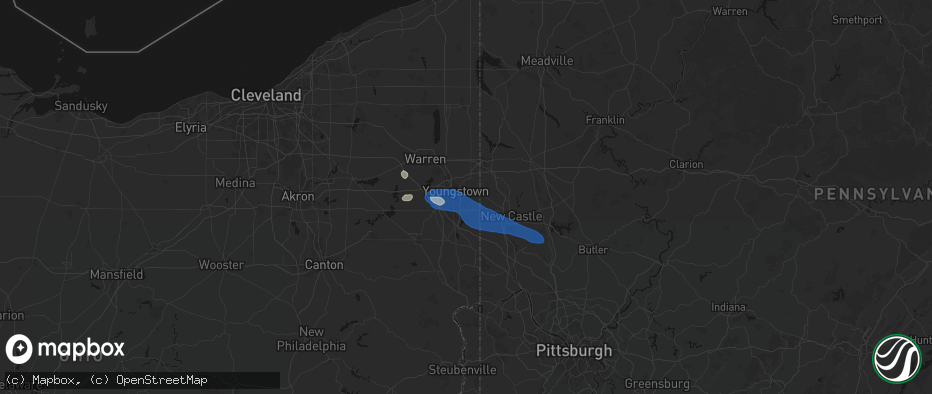Hail map in Campbell, OH on July 5, 2026