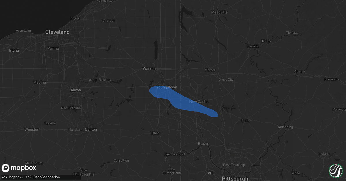 Hail map in Campbell, OH on July 5, 2026