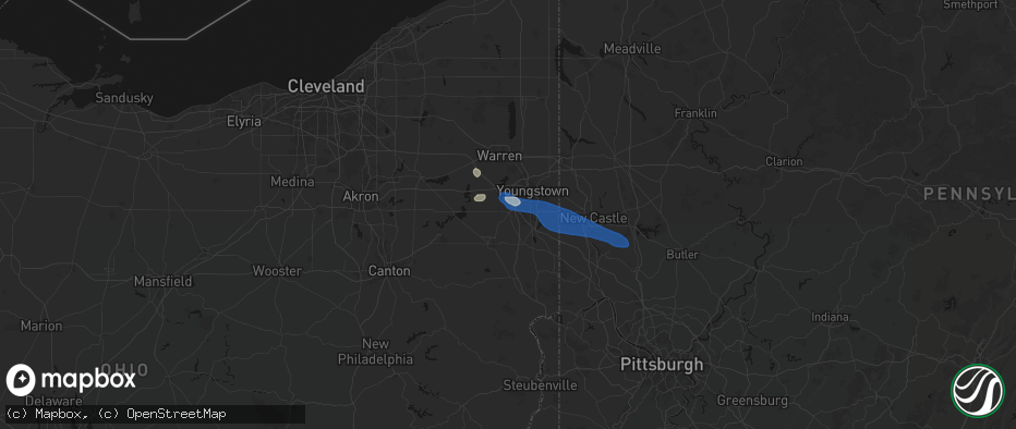 Hail map in Canfield, OH on July 5, 2026