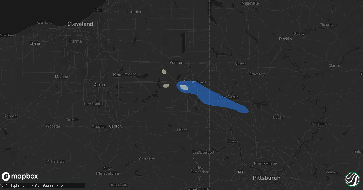 Hail map in Canfield, OH on July 5, 2026