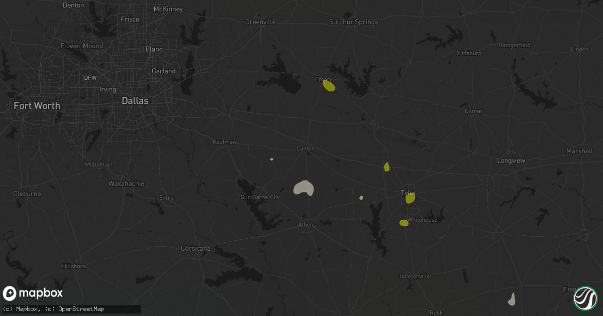 Hail map in Canton, TX on July 5, 2026