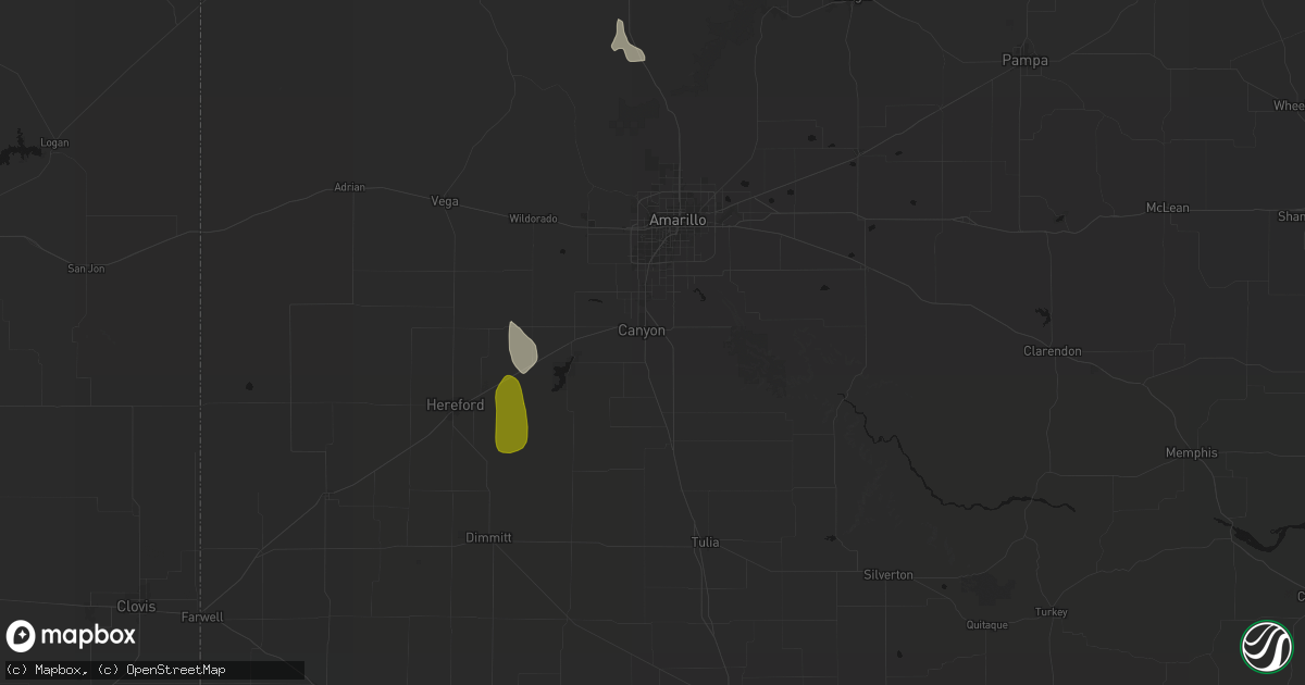 Hail map in Canyon, TX on July 5, 2026