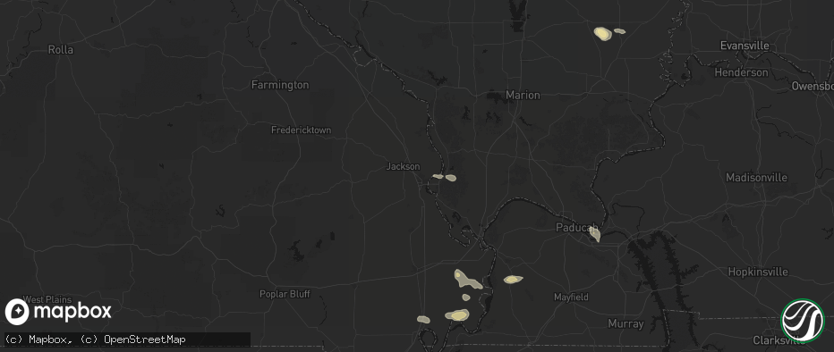 Hail map in Cape Girardeau, MO on July 5, 2026