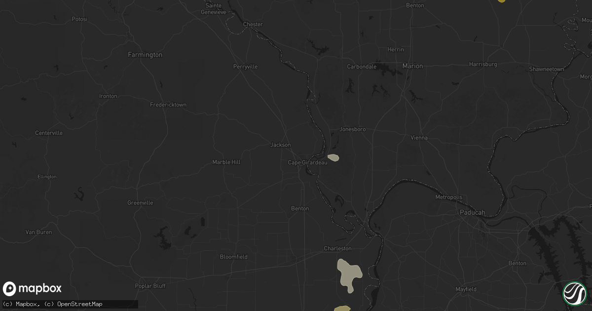 Hail map in Cape Girardeau, MO on July 5, 2026