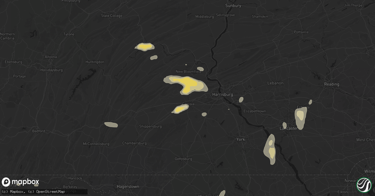 Hail map in Carlisle, PA on July 5, 2026