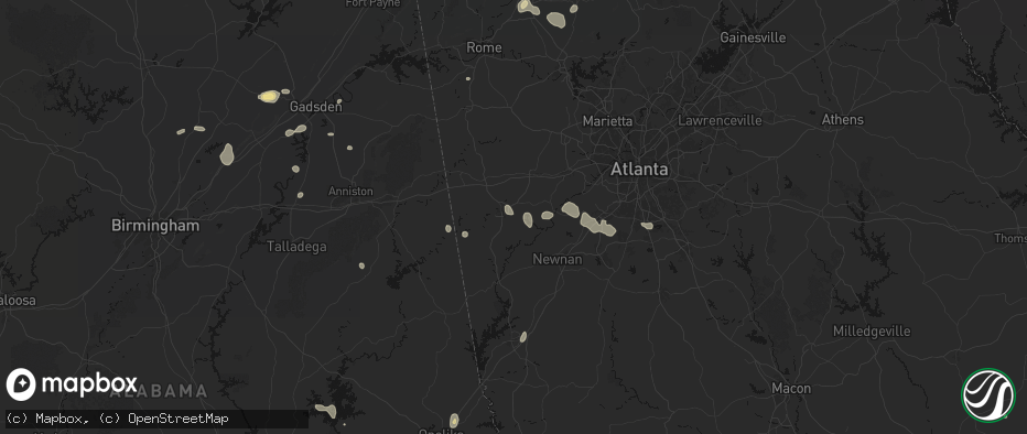 Hail map in Carrollton, GA on July 5, 2026