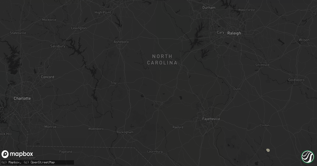 Hail map in Carthage, NC on July 5, 2026