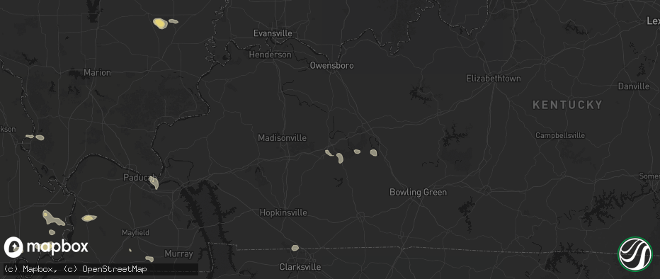 Hail map in Central City, KY on July 5, 2026