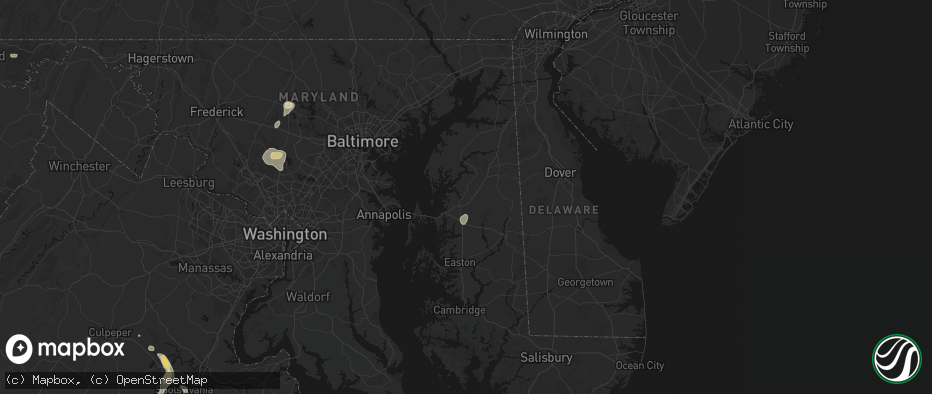 Hail map in Centreville, MD on July 5, 2026
