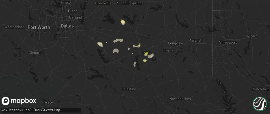 Hail map in Chandler, TX on July 5, 2026