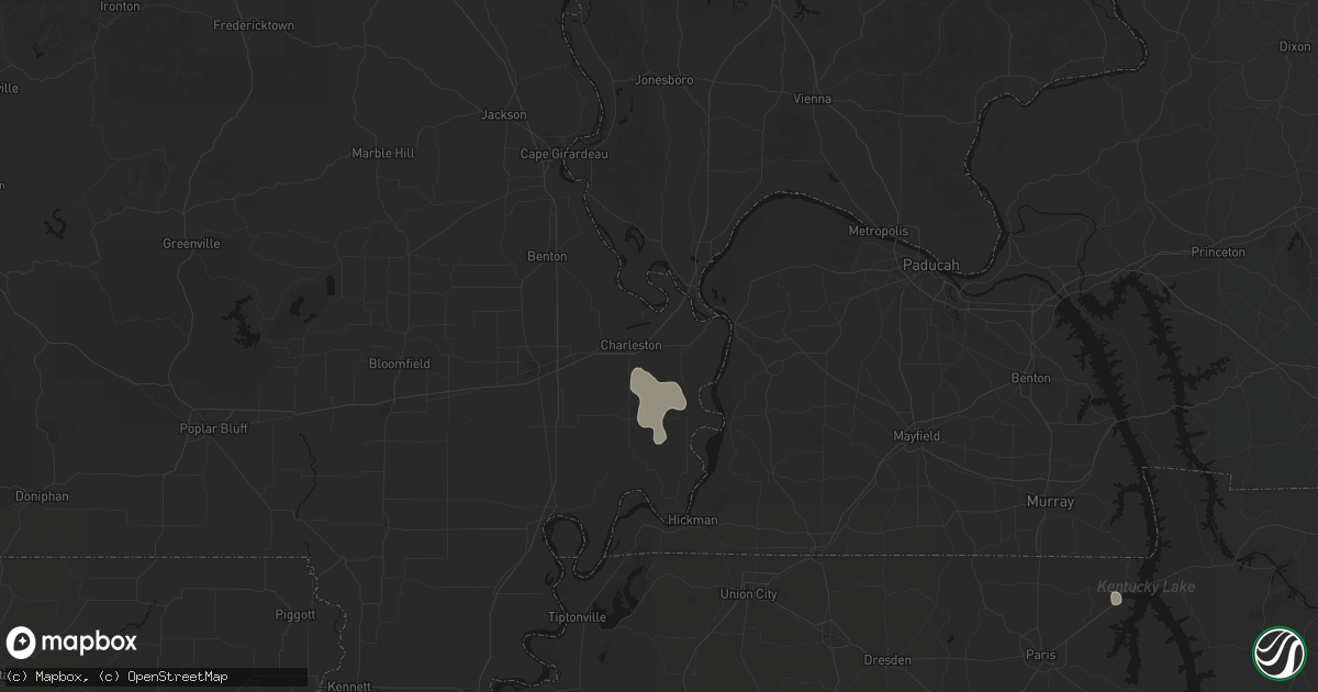 Hail map in Charleston, MO on July 5, 2026