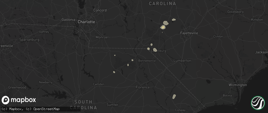 Hail map in Cheraw, SC on July 5, 2026