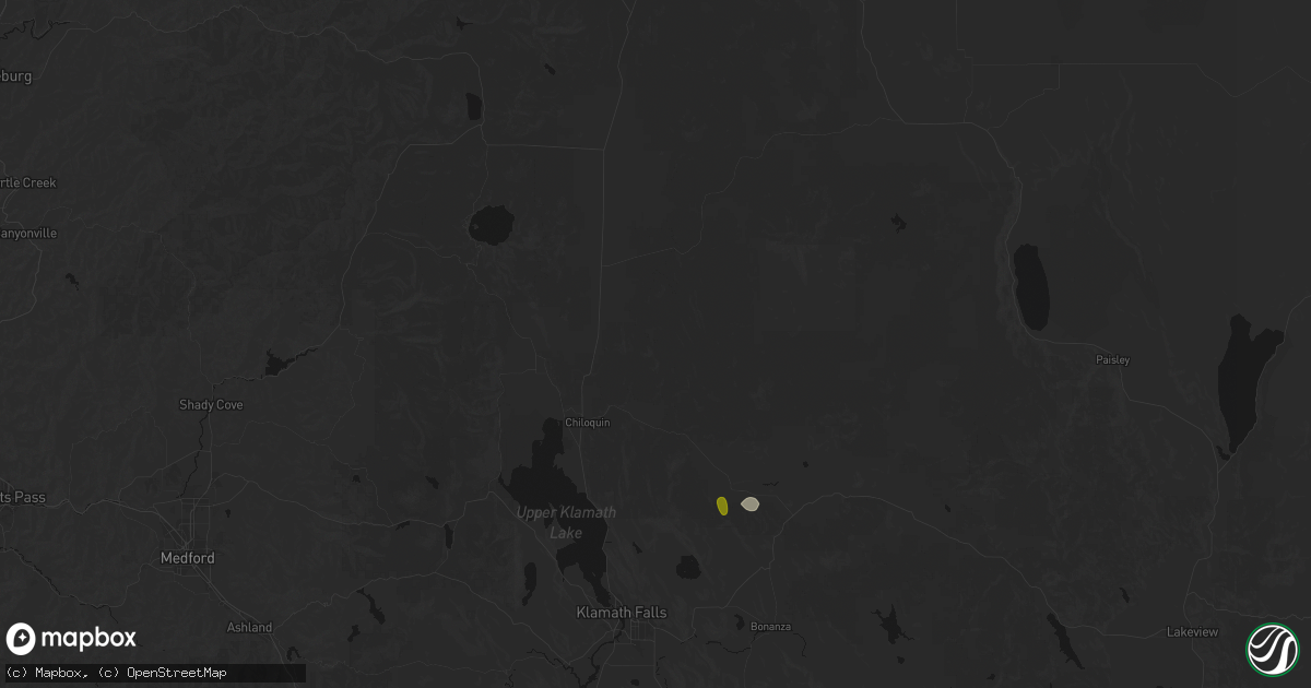 Hail map in Chiloquin, OR on July 5, 2026